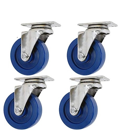 Casterhq Stainless Steel Swivel Casters, 4"x1.25", Blue Solid Polyurethane 15SU40GL9006YY